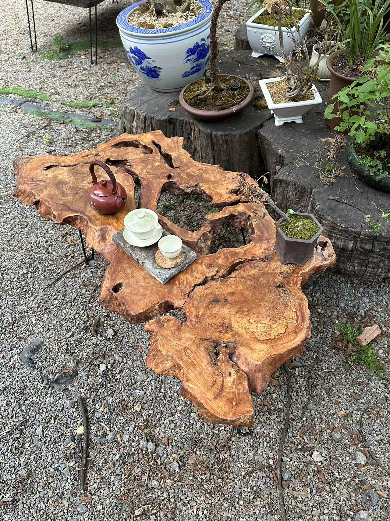 TU Live Edge Table with Natural Burl Wood