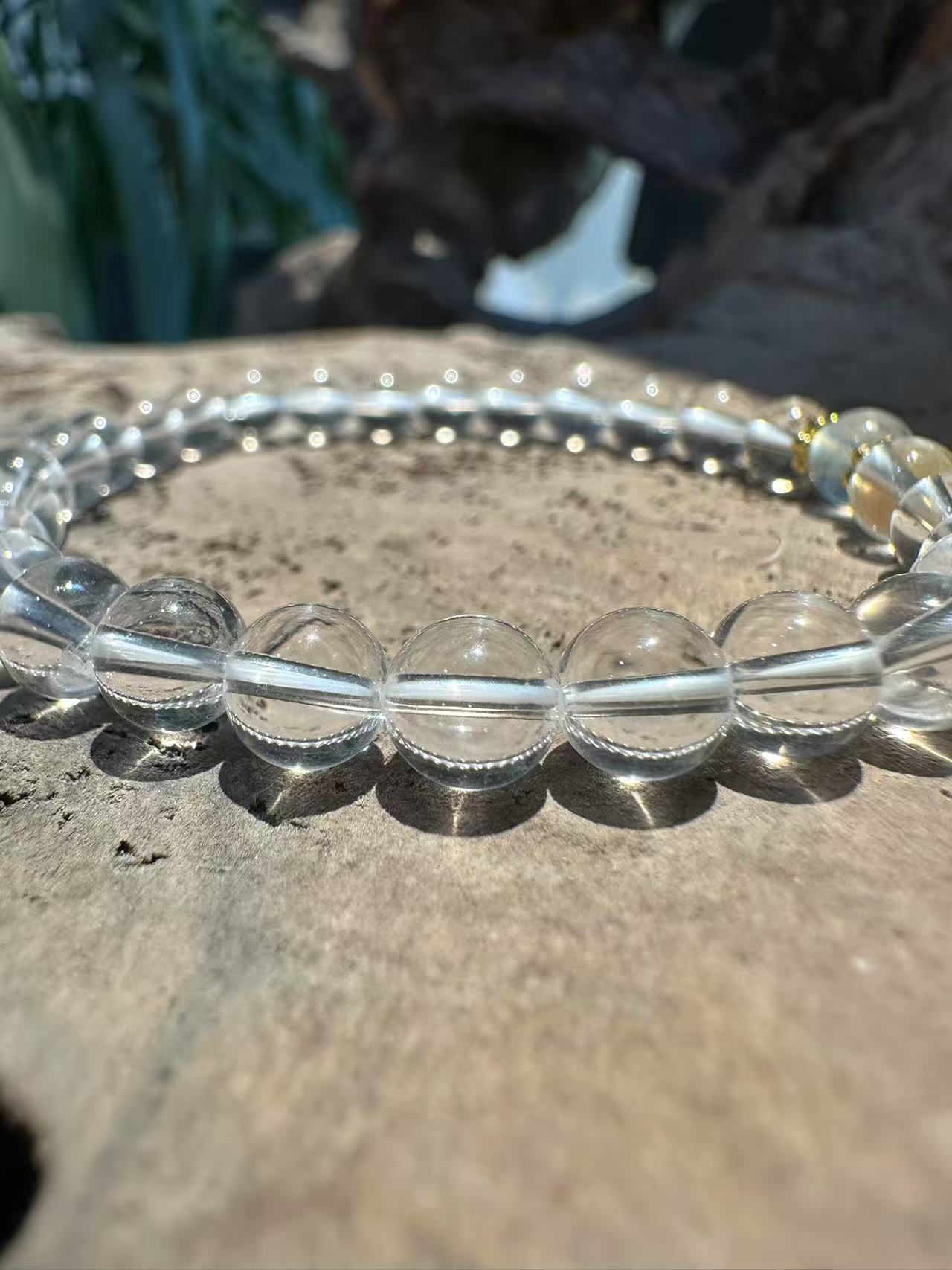 Natural Clear Quartz and Blue Aquamarine Beaded Bracelet